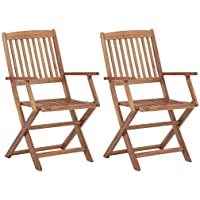 vidaXL 2X Madera Maciza de Acacia Sillas de Jardín Plegables Asiento de Terraza Patio Parque Exterior Interior Aire…